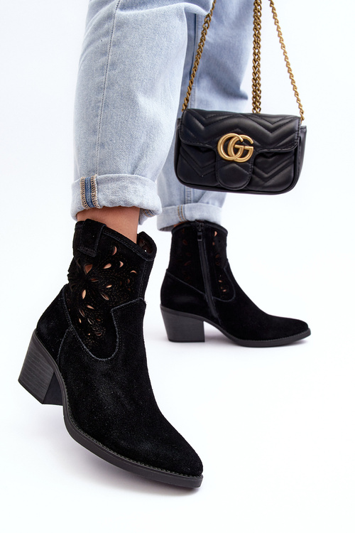 Semišové topánky Openwork D&A SN622-20 Čierna