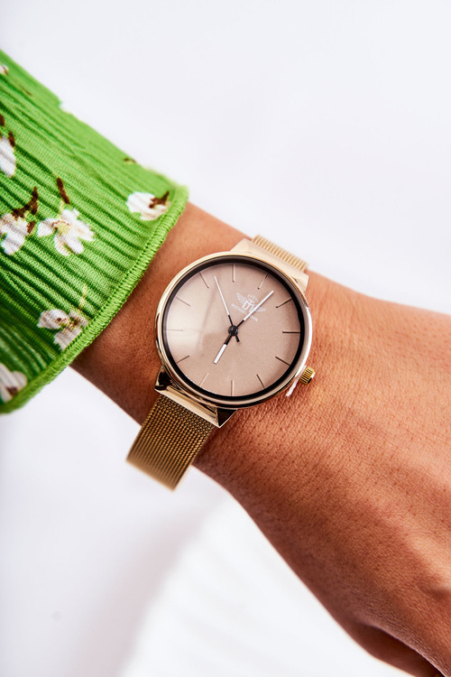 Dámské analogové hodinky Michel John Béžová a zlatá