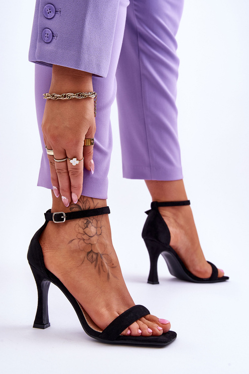 Dámsky semišový sandále s vysokým obsahom sandálov čierne Rousses