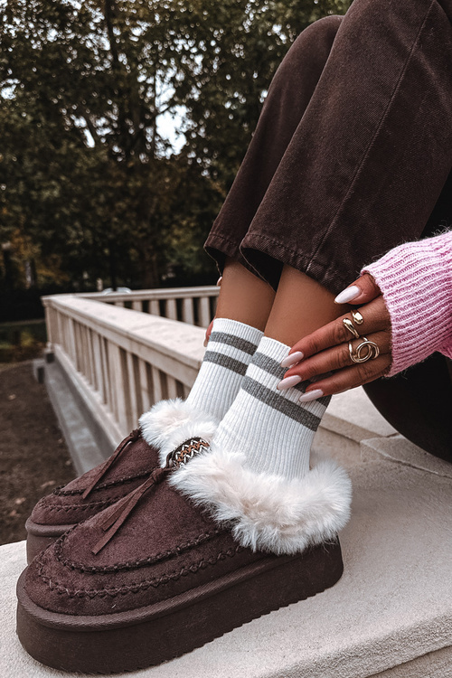 Dámské sněhule s kožíškem na platformě čokoládové Rosmira