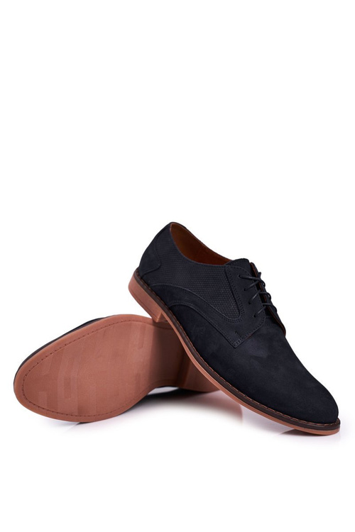 Pánske kožené laafery nubuk bednarek námorné modré