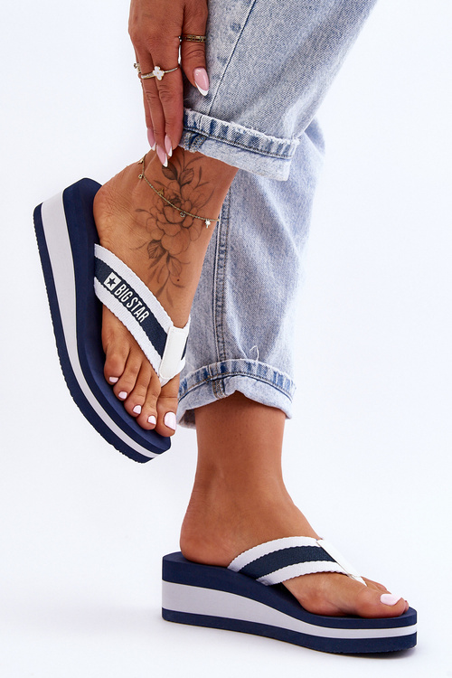 Ženské flip -flops flip -flops on kliny veľká hviezda HH274A094 NAVY BLUE