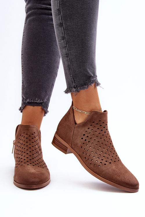 Dámské semišové kozačky na zip Béžová Belliano