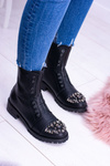 Lu Boo Čierne ženské topánky s Carrie zirkónmi