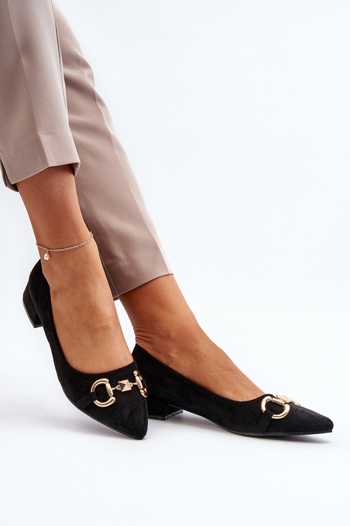 Sametové baleríny s špičatým noskem Černé Ethere