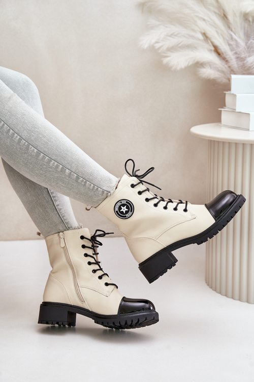 Pracovné Topánky Na Zips Zateplené Béžovo-Čierne Soratta