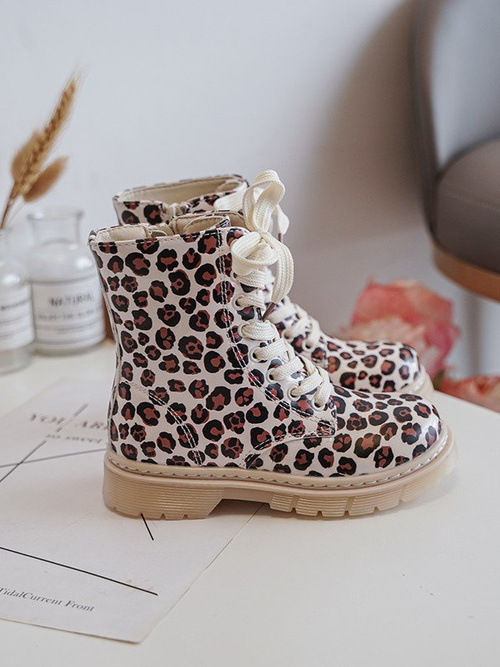 Ošetřené dětské boty na zip Bežovo-hnědé Dolida