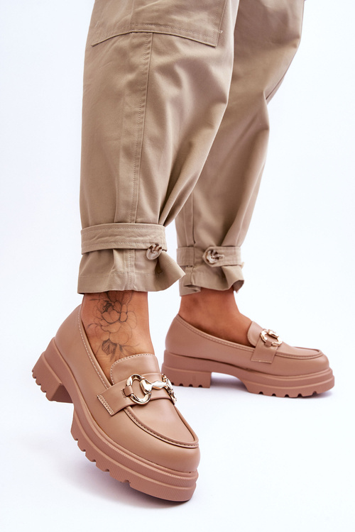 Dámské kožené slip-on mokasíny Béžová Albie