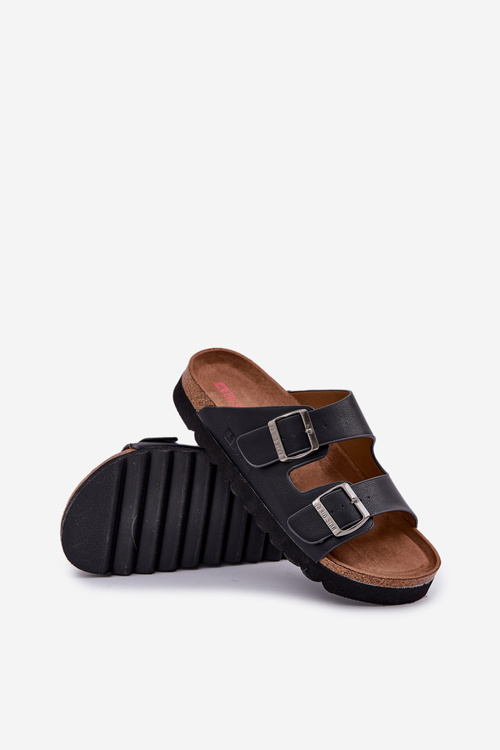 Lehké Pánské Pantofle S Přezkami Eko Kůže Big Star NN174531 Černé