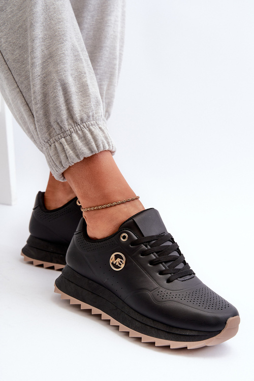 Čierne Dámske Kožené Tenisky na Platforme Pernalia