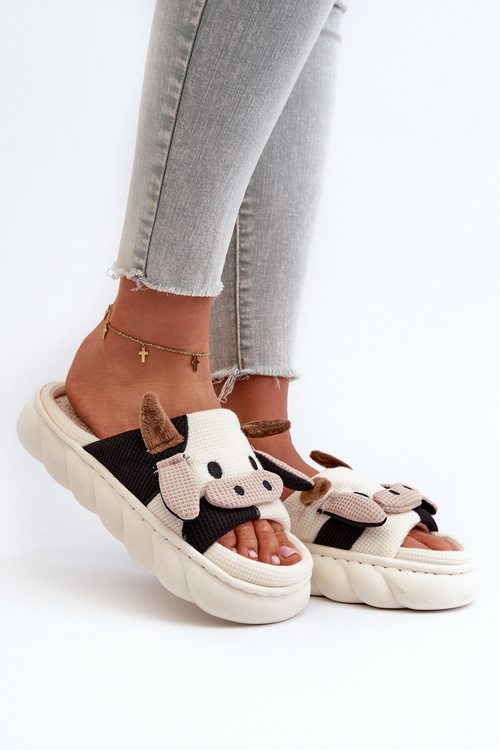 Mäkké a pohodlné dámske papuče Kravy svetlo béžové Paivessa