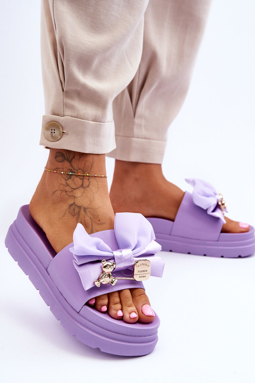 Pantofle S Mašlí A Medvídkem fialove Suzy