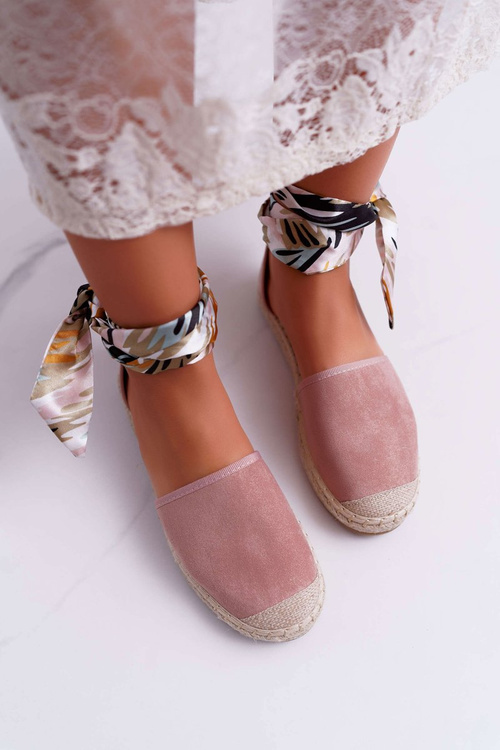 Dámské Espadrilky Svázané Stuhou Růžové Mila