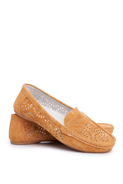 Suede Openwork Dámske mokasáre S.Barski Camel