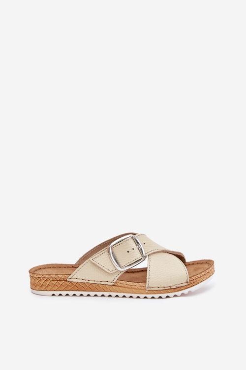 Dámske Kožené Sandále S Prackou Béžové Inblu VO0004GU