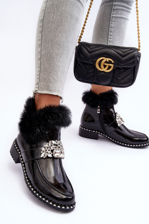 Boty Na Plochém Podpatku A Platformě Sztyblety Černé Linestta