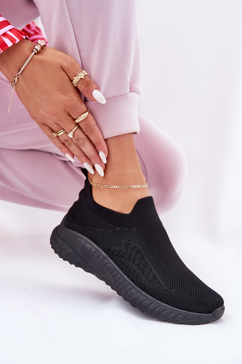 Nazouvací Textilní Sportovní Boty Dámské Černé Minstina