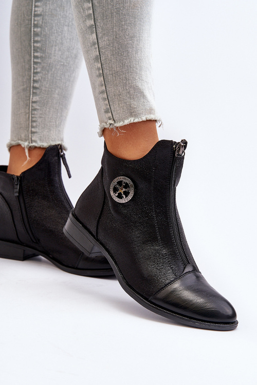 Dámske topánky na plochej podrážke s čiernym zipsom Loratie