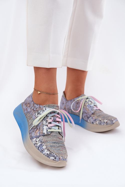 Dámské Kožené Polobotky Sneaker na Platformě Maciejka 06776A-06 Modré