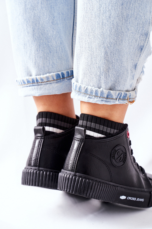 Dámske tenisky krížové džínsy High Black II2R4021