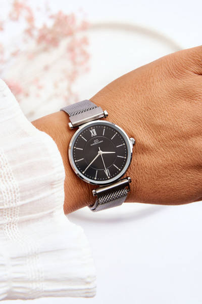 Analógové hodinky na Mesh Giorgio a Dario Silver-Black náramok