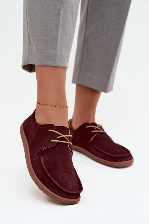 Dámské polobotky typu barefoot z přírodního semiše Zazoo 327 bordó