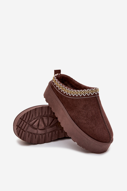 Detské mládežnícke snehule s výšivkou na platforme čokoládové Jolisse