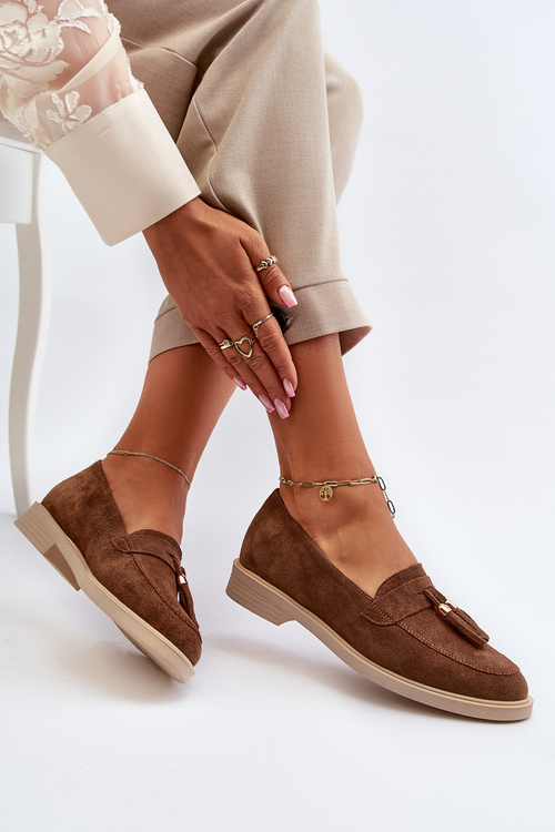 Zazoo 3420 Semišové Dámske Mokasíny na Plochej Päte Hnedé