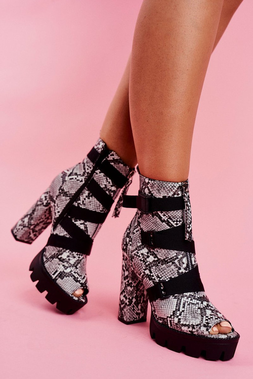 Dámske topánky na otvorenom špičke Post Gladios Snake Skin