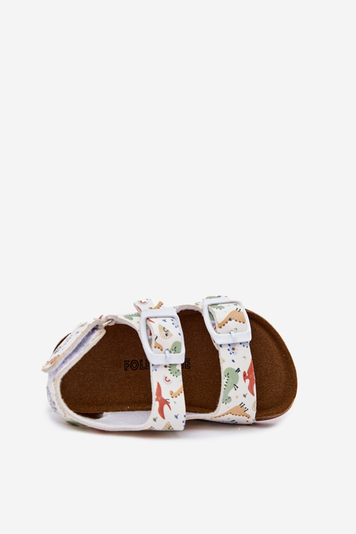 Detské sandále na korkovej podrážke s prackami dinosaury multikolor Thessa