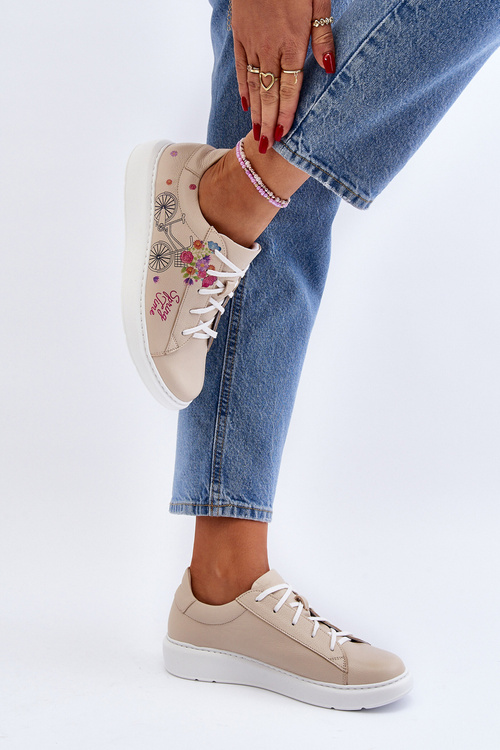 Dámské kožené tenisky Zazoo 024/TAMARA béžové