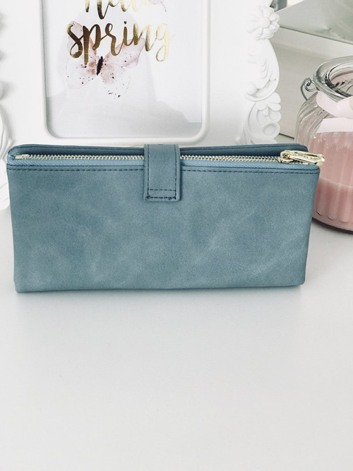 Large Women's Black Trendy Wallet Gold Zipper