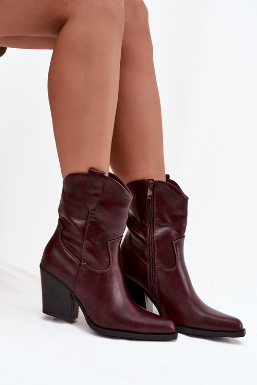 Dámské kožené boty typu kovboj na podpatku Bordové Sorelia