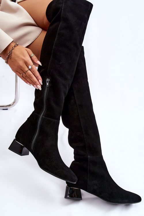 semišové vysoké boty Laura Messi 2221 černé