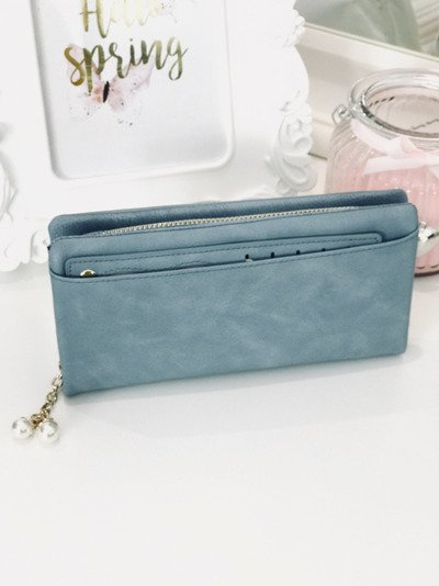 Large Women's Black Trendy Wallet Gold Zipper