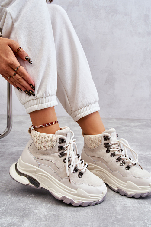 Dámská vysoká sportovní obuv GOE KK2N4097 Světle béžová