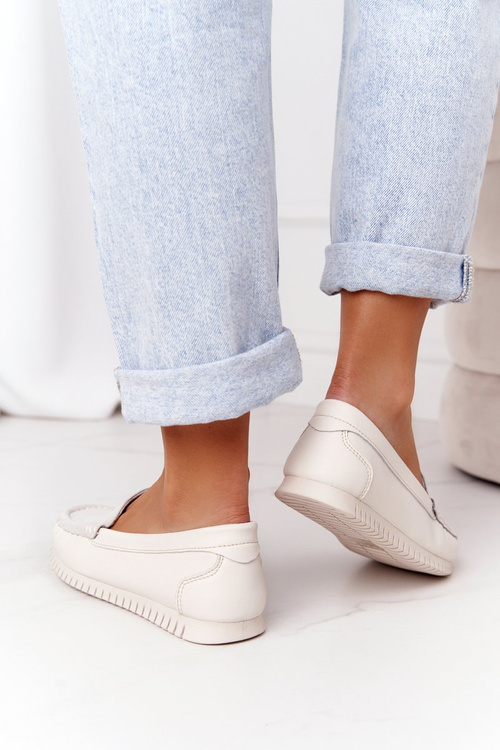 Dámske kožené mokasíry S. Barski 97630 ECRU