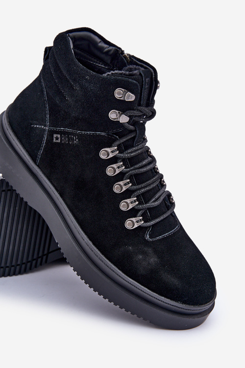 Semišové pánské zimní boty Big Star OO174187 černé