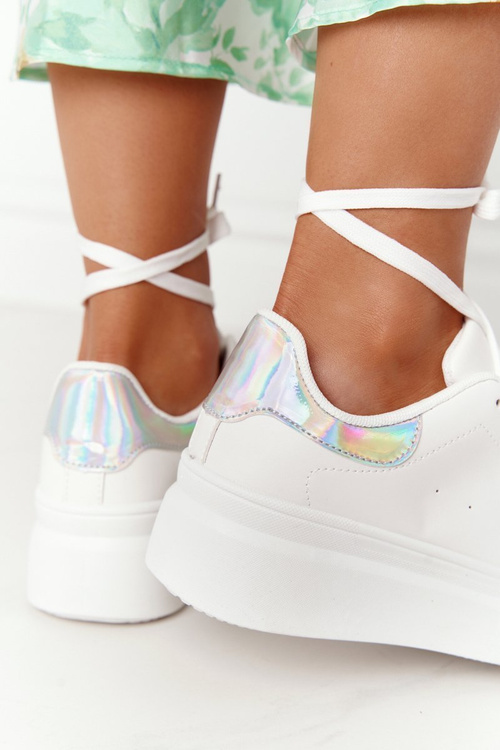 Dámská Sportovní Obuv Sneakers Na Platformě Bílé-Stříbrné Shine Bright