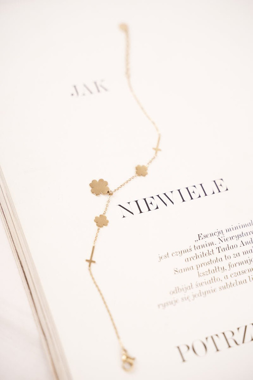 Dámský Náramek Zlatý Čtyř Lístek Kříže Pray