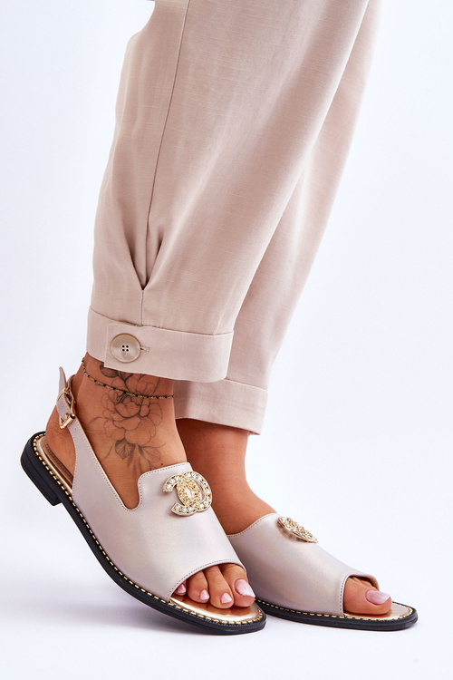 Dámske sandále s ozdobou S. Barski KV-2775-49 Pink-Gold