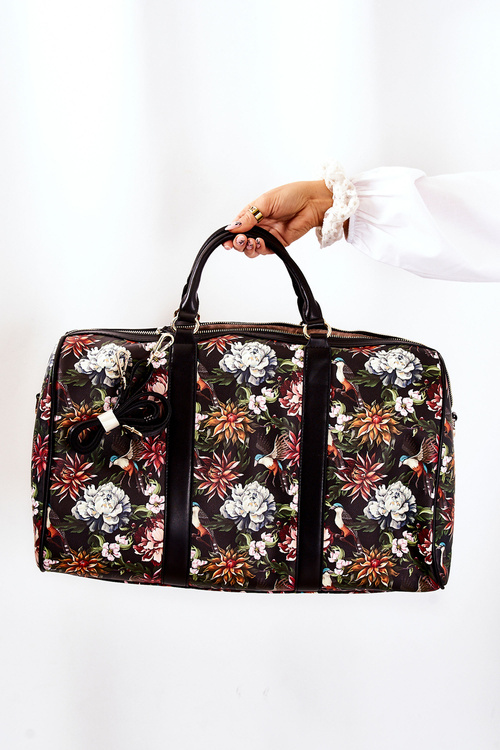 Velká cestovní taška NOBO M3150-CM20 Květiny černé