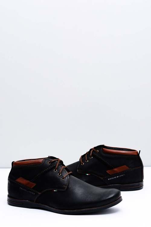 Čierne muži kožené čipky -topánky Gertrudo