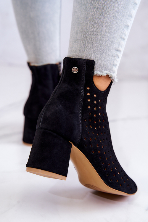 Kožené prolamované boty Maciejka 05420-43 Černá