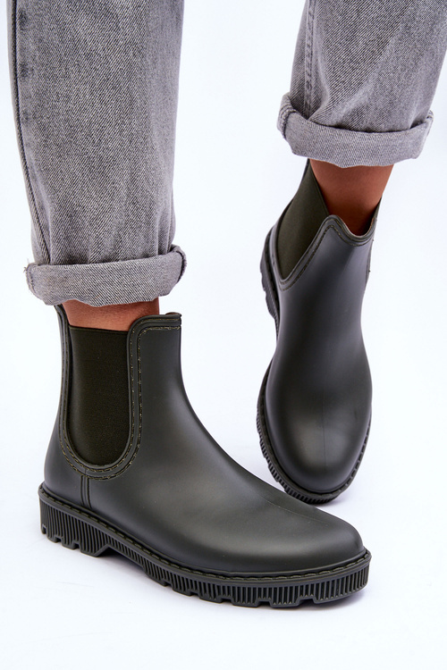 Dámske vložené matné wellies tmavo zelené helinca
