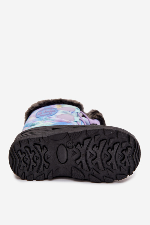 Dětské sněhule pro dívky s kožíškem a stahovák Lee Cooper LCJ-25-10-3778 Fialové