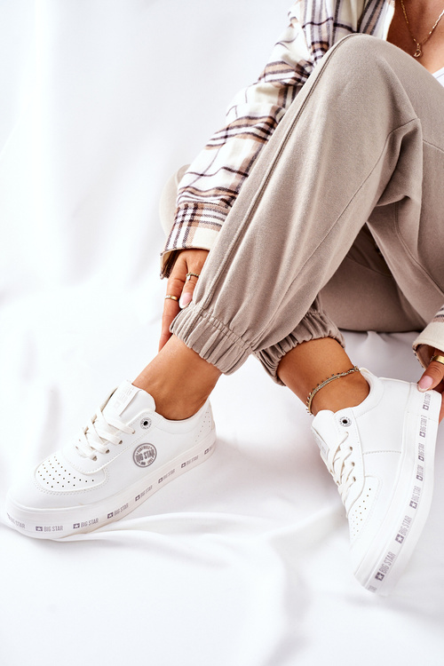 Kožené Tenisky Na Platformě BIG STAR II274075 Bílé