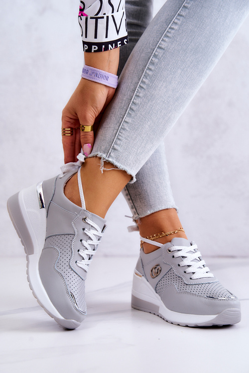 Dámská kůže sportovní obuv Sneakers Šedá Loissa