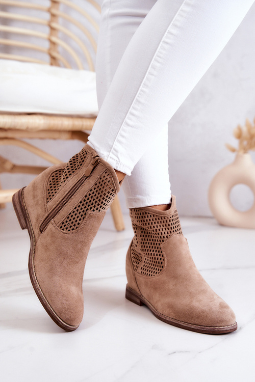 Ženské semišové topánky skryté klinové béžové béžové solene