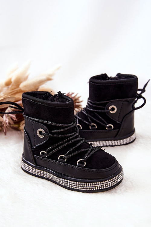 Dětské sněhule se zirkony Černé Wellma